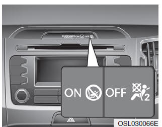 Kia Sportage. Schalter "Beifahrerairbag ON/OFF" (ausstattungsabhängig)