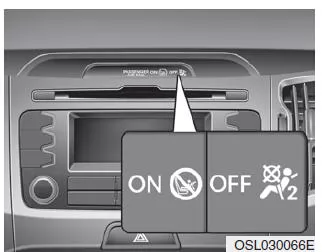 Kia Sportage. Schalter "Beifahrerairbag ON/OFF" (ausstattungsabhängig)