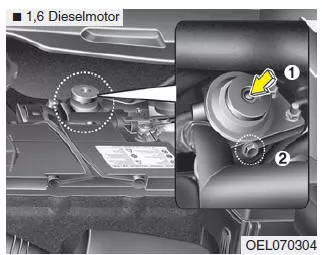 Kia Sportage. Kraftstofffilter entlüften (ausstattungsabhängig)