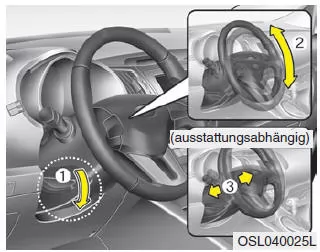 Kia Sportage. Lenkradverstellung / Teleskoplenkung (ausstattungsabhängig)