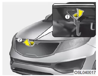 Kia Sportage. Motorhaube öffnen