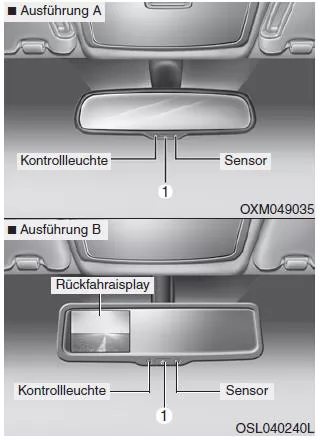 Kia Sportage. Elektrochromatischer Innenspiegel (ausstattungsabhängig)