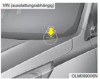 Kia Sportage. Fahrzeug-Ident.-Nr. (VIN)