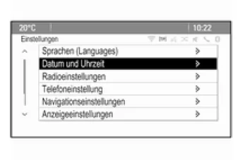 Opel Mokka. Uhrzeit und Datum einstellen CD 600/Navi 950