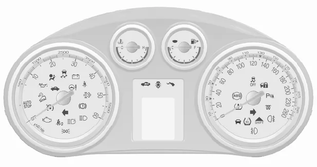 Opel Mokka. Kontrollleuchten am Instrument