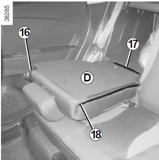 Renault Captur. Abziehen des Bezugs der Rückenlehne D