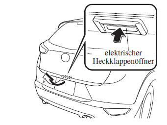 Mazda CX-3. Öffnen der Heckklappe mit dem elektrischen Heckklappenöffner