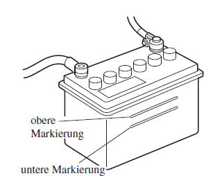 Mazda CX-3. Prüfung des Batteriesäurestandes