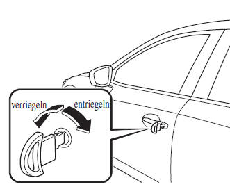 Mazda CX-3. Ver- bzw. Entriegeln mit dem Schlüssel