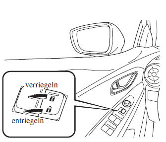 Mazda CX-3. Ver- bzw. Entriegeln mit dem Türverriegelungsschalter*