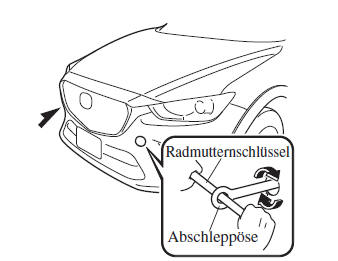 Mazda CX-3. Vorderer Abschlepphaken