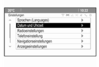 Opel Mokka. Menüs und Einstellungen auswählen