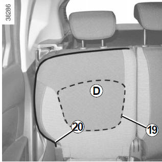 Renault Captur. Abziehen des Bezugs der Rückenlehne D