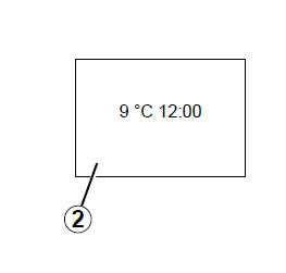 Renault Captur. Uhrzeit und Außentemperatur 